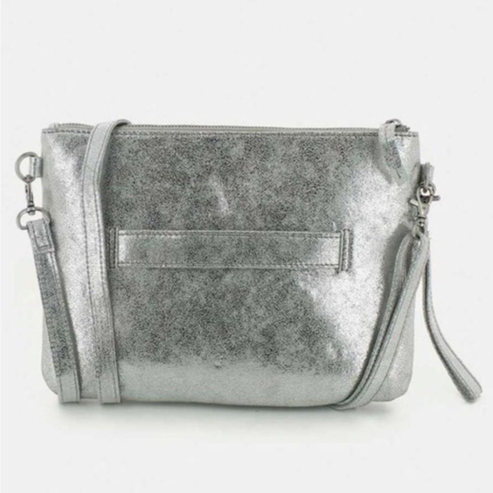 JONAK Paris silver metallic convertible clutch purse bag